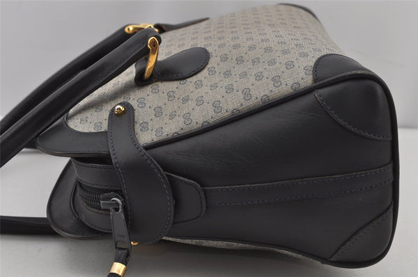 Authentic GUCCI Vintage Micro GG PVC Leather Hand Bag Purse Navy Blue Junk 6638J