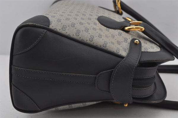 Authentic GUCCI Vintage Micro GG PVC Leather Hand Bag Purse Navy Blue Junk 6638J