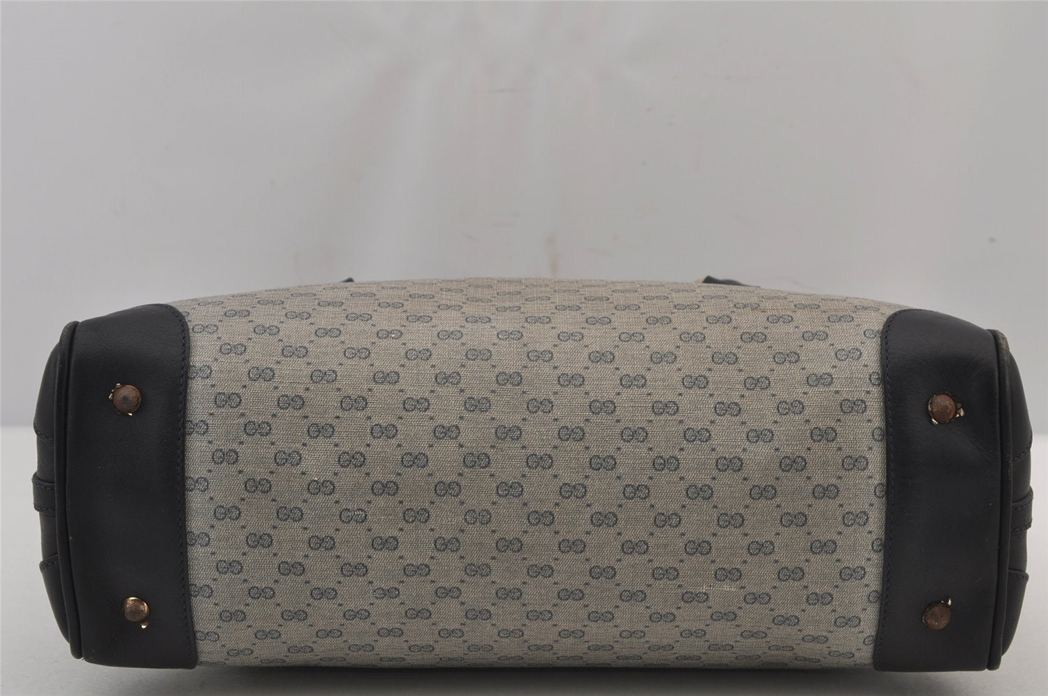 Authentic GUCCI Vintage Micro GG PVC Leather Hand Bag Purse Navy Blue Junk 6638J