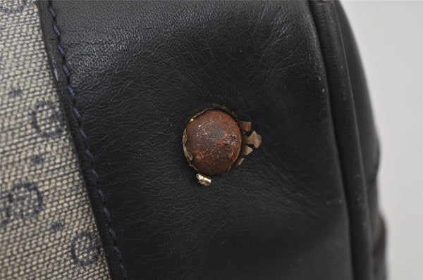 Authentic GUCCI Vintage Micro GG PVC Leather Hand Bag Purse Navy Blue Junk 6638J