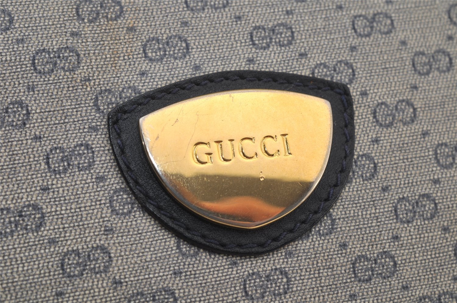 Authentic GUCCI Vintage Micro GG PVC Leather Hand Bag Purse Navy Blue Junk 6638J