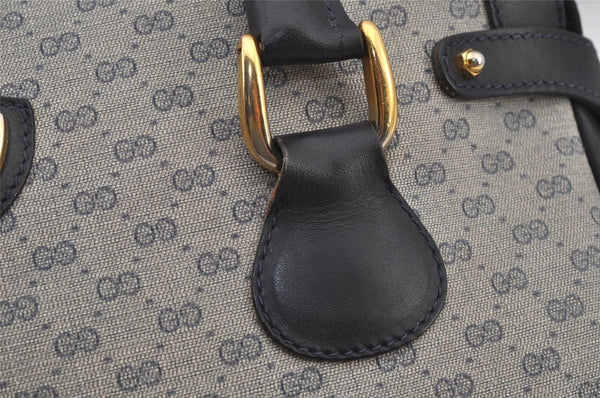 Authentic GUCCI Vintage Micro GG PVC Leather Hand Bag Purse Navy Blue Junk 6638J