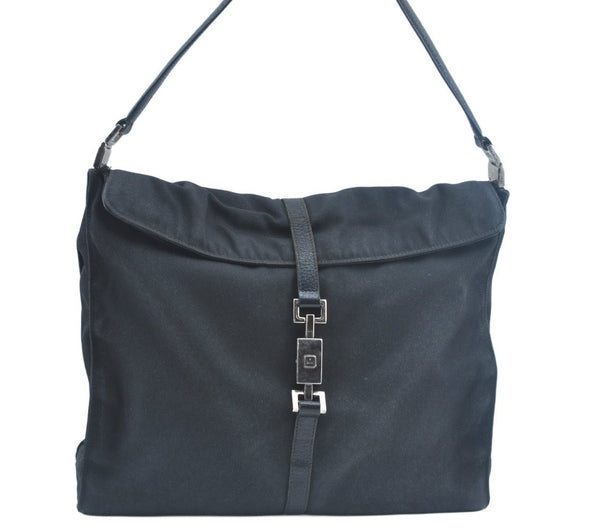 Authentic GUCCI Jackie Shoulder Hand Bag Nylon Leather 0013355 Black 6639J