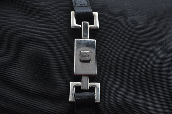 Authentic GUCCI Jackie Shoulder Hand Bag Nylon Leather 0013355 Black 6639J