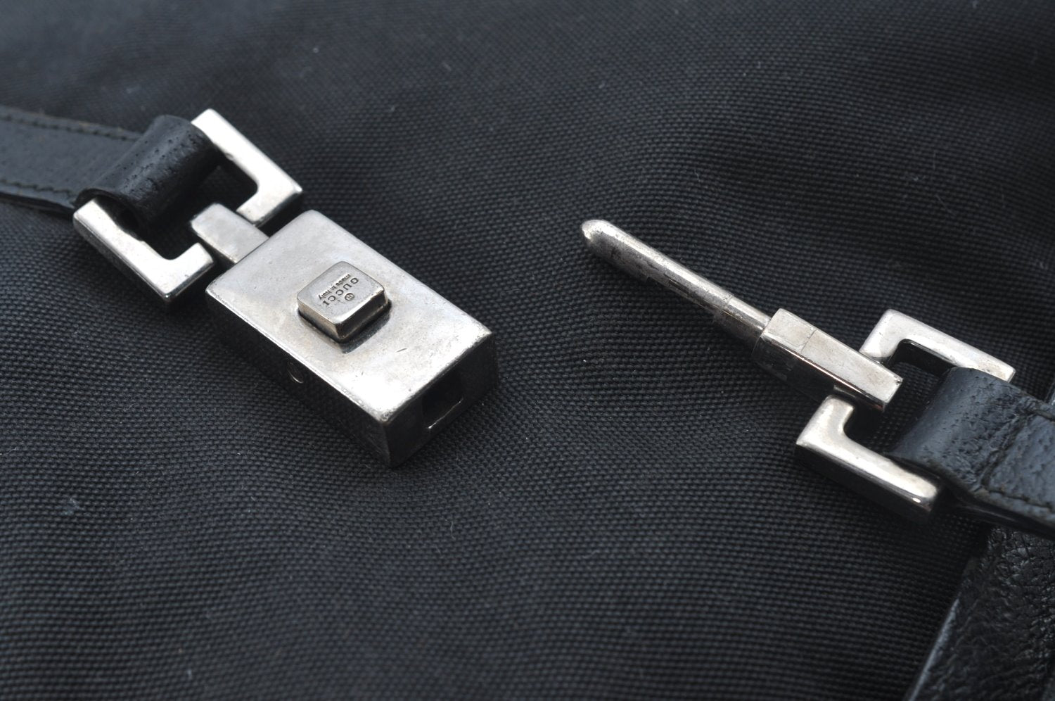 Authentic GUCCI Jackie Shoulder Hand Bag Nylon Leather 0013355 Black 6639J