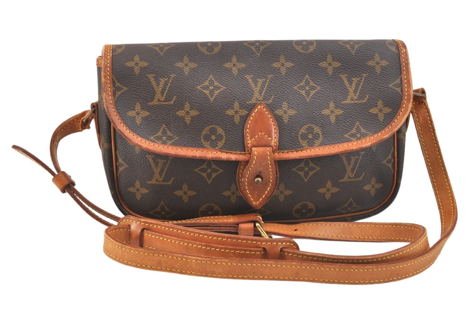 Authentic Louis Vuitton Monogram Gibeciere PM Shoulder Cross Bag M42248 LV 6640K