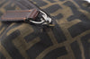 Authentic FENDI Vintage Zucca Hand Bag Purse Nylon Leather Brown 6641J