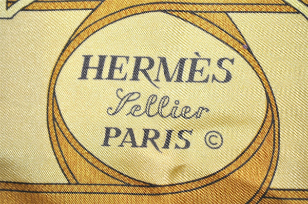 Authentic HERMES Carre 70 Scarf "Eperon d' or" Silk Black 6642J