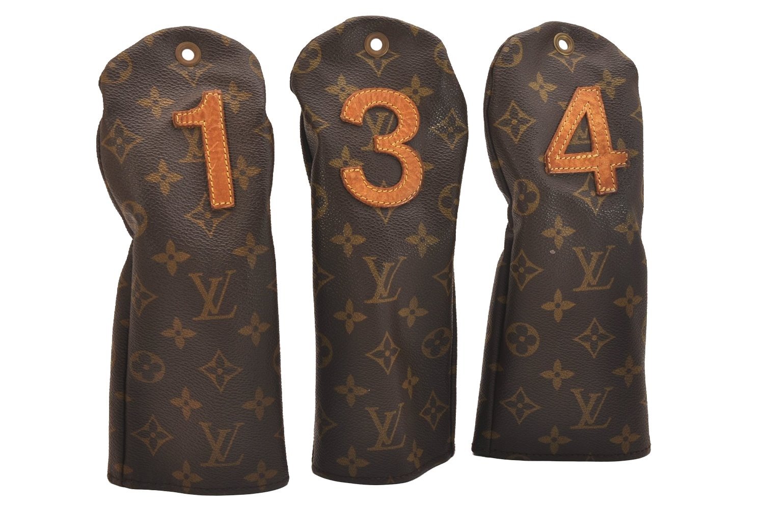 Authentic Louis Vuitton Monogram Protege-bois Golf Club Head Cover 3Set 6643J
