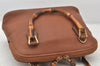 Authentic GUCCI Vintage Bamboo 2Way Shoulder Hand Bag Purse Leather Brown 6643K