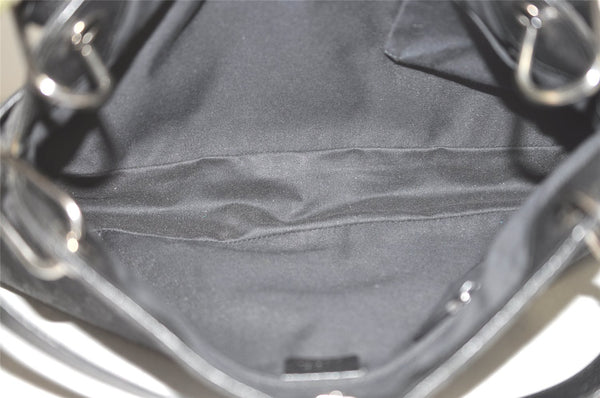 Authentic GUCCI Eclipse Shoulder Tote Bag GG Canvas Leather 121023 Black 6644I