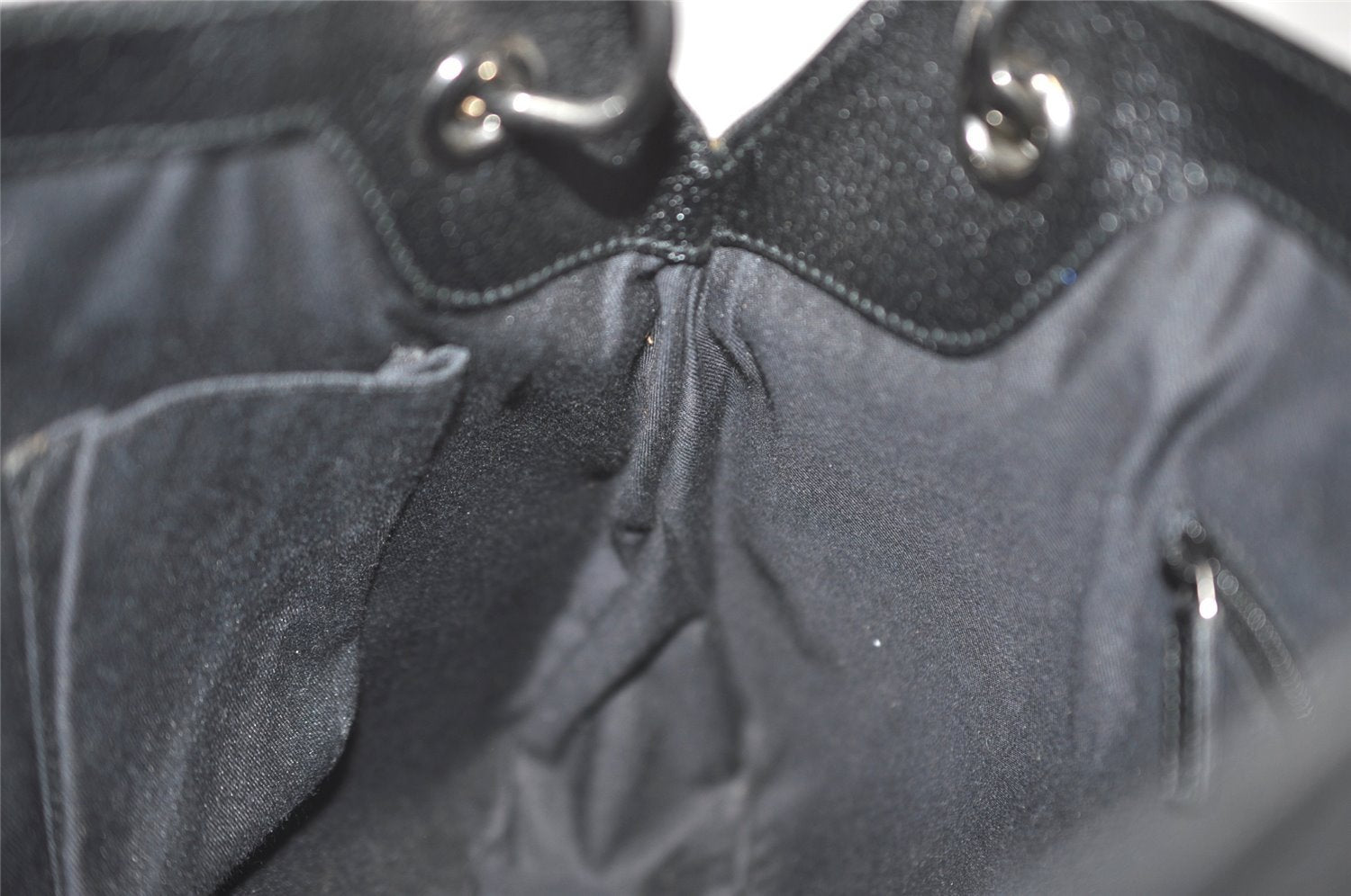 Authentic GUCCI Eclipse Shoulder Tote Bag GG Canvas Leather 121023 Black 6644I