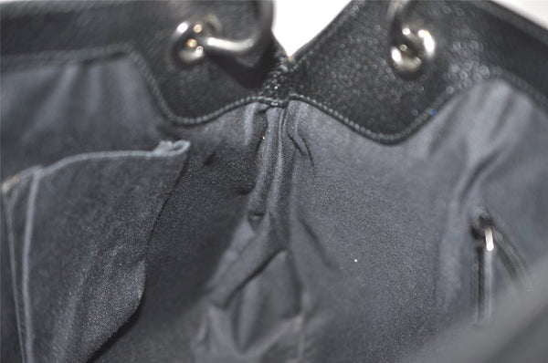 Authentic GUCCI Eclipse Shoulder Tote Bag GG Canvas Leather 121023 Black 6644I