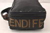 Authentic FENDI Vintage Hand Bag Purse Nylon Leather Black 6645K