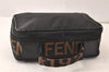 Authentic FENDI Vintage Hand Bag Purse Nylon Leather Black 6645K