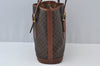 Authentic CELINE Macadam Blason Pattern Hand Bag Purse PVC Leather Brown 6646J