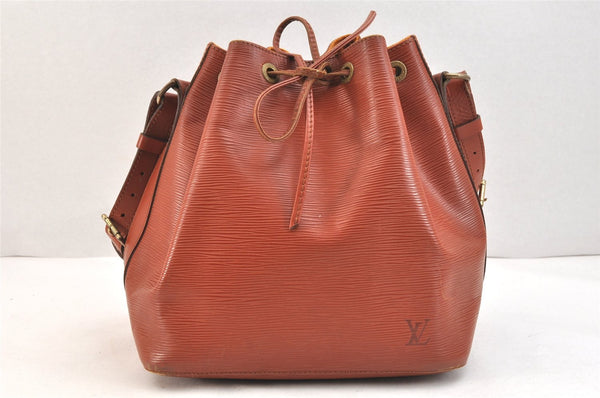 Authentic Louis Vuitton Epi Noe Shoulder Drawstring Bag Brown M44028 LV 6647K