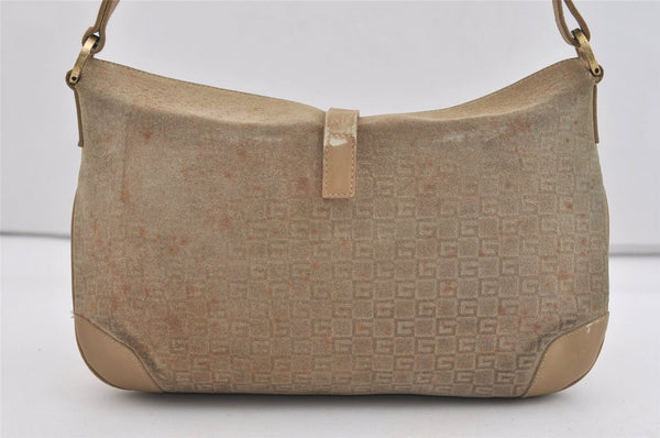 Authentic GUCCI Square GG Shoulder Hand Bag Suede Leather 0014147 Beige 6648J
