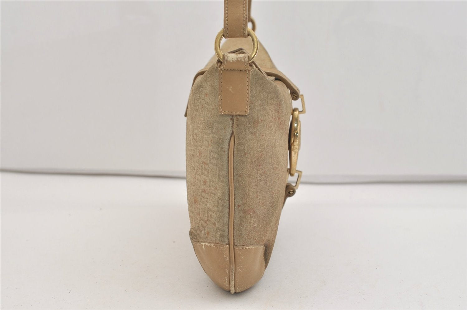 Authentic GUCCI Square GG Shoulder Hand Bag Suede Leather 0014147 Beige 6648J