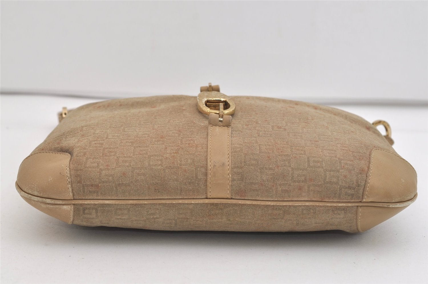 Authentic GUCCI Square GG Shoulder Hand Bag Suede Leather 0014147 Beige 6648J