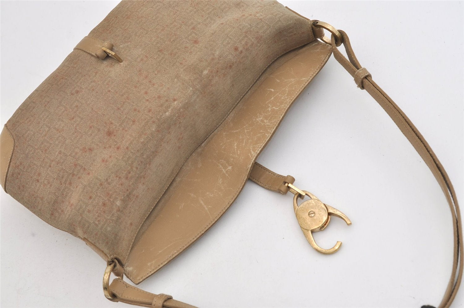 Authentic GUCCI Square GG Shoulder Hand Bag Suede Leather 0014147 Beige 6648J