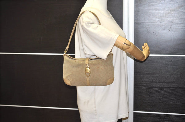 Authentic GUCCI Square GG Shoulder Hand Bag Suede Leather 0014147 Beige 6648J