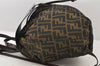 Authentic FENDI Vintage Zucca Drawstring Backpack Nylon Leather Brown 6648K