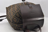 Authentic FENDI Vintage Zucca Drawstring Backpack Nylon Leather Brown 6648K