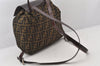 Authentic FENDI Vintage Zucca Drawstring Backpack Nylon Leather Brown 6648K