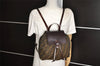 Authentic FENDI Vintage Zucca Drawstring Backpack Nylon Leather Brown 6648K