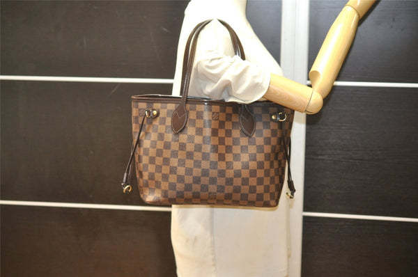 Authentic Louis Vuitton Damier Neverfull PM Shoulder Tote Bag N40600 LV 6650K