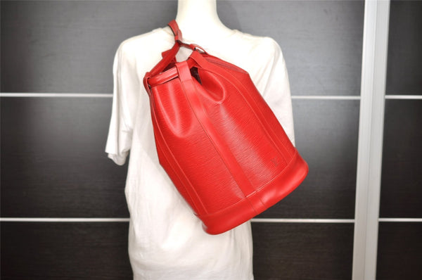 Authentic Louis Vuitton Epi Randonnee PM Shoulder Bag Red LV 6651I