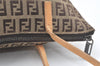 Authentic FENDI Vintage Zucchino Shoulder Tote Bag Canvas Leather Brown 6652K