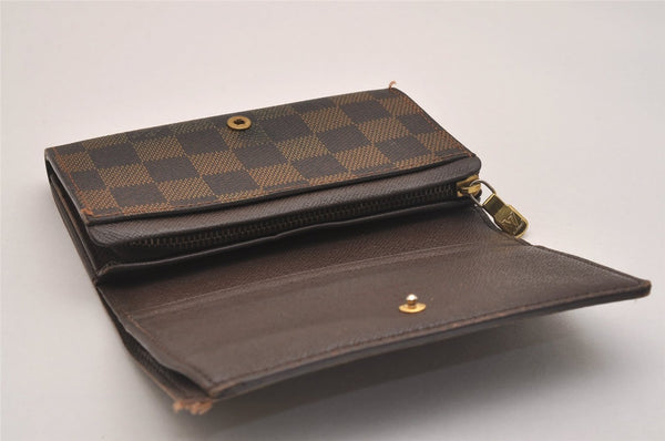 Authentic Louis Vuitton Damier Portefeuille Tresor Wallet Purse N61736 LV 6654J