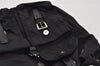 Authentic PRADA Vela Nylon Tessuto Leather Drawstring Backpack B6677 Black 6658I