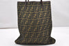 Authentic FENDI Vintage Zucca Shoulder Tote Bag Nylon Leather Brown 6658K