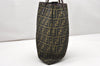 Authentic FENDI Vintage Zucca Shoulder Tote Bag Nylon Leather Brown 6658K