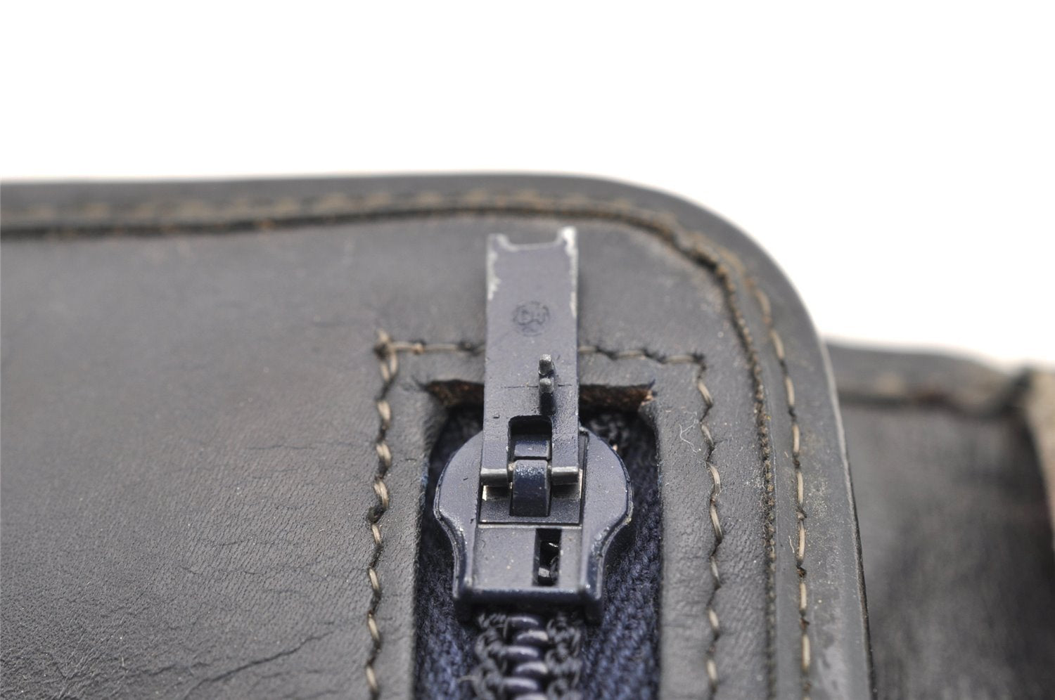 Authentic Christian Dior Trotter Chain Hand Bag Purse Canvas Leather Blue 6661I