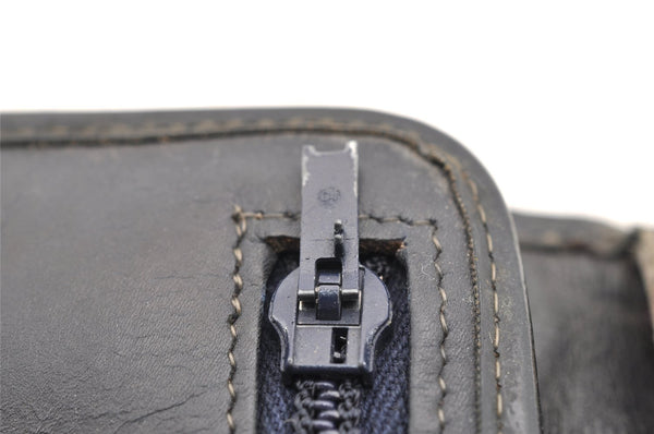 Authentic Christian Dior Trotter Chain Hand Bag Purse Canvas Leather Blue 6661I