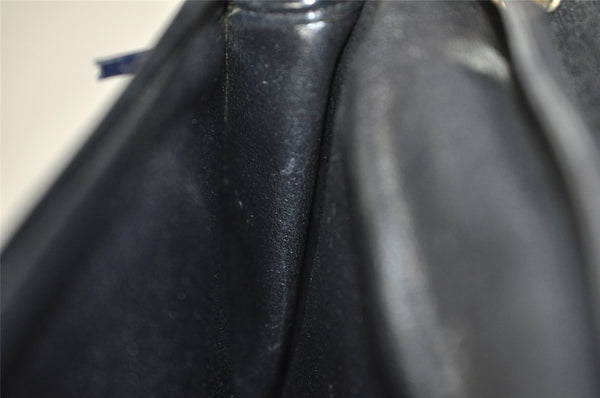 Authentic Christian Dior Trotter Chain Hand Bag Purse Canvas Leather Blue 6661I