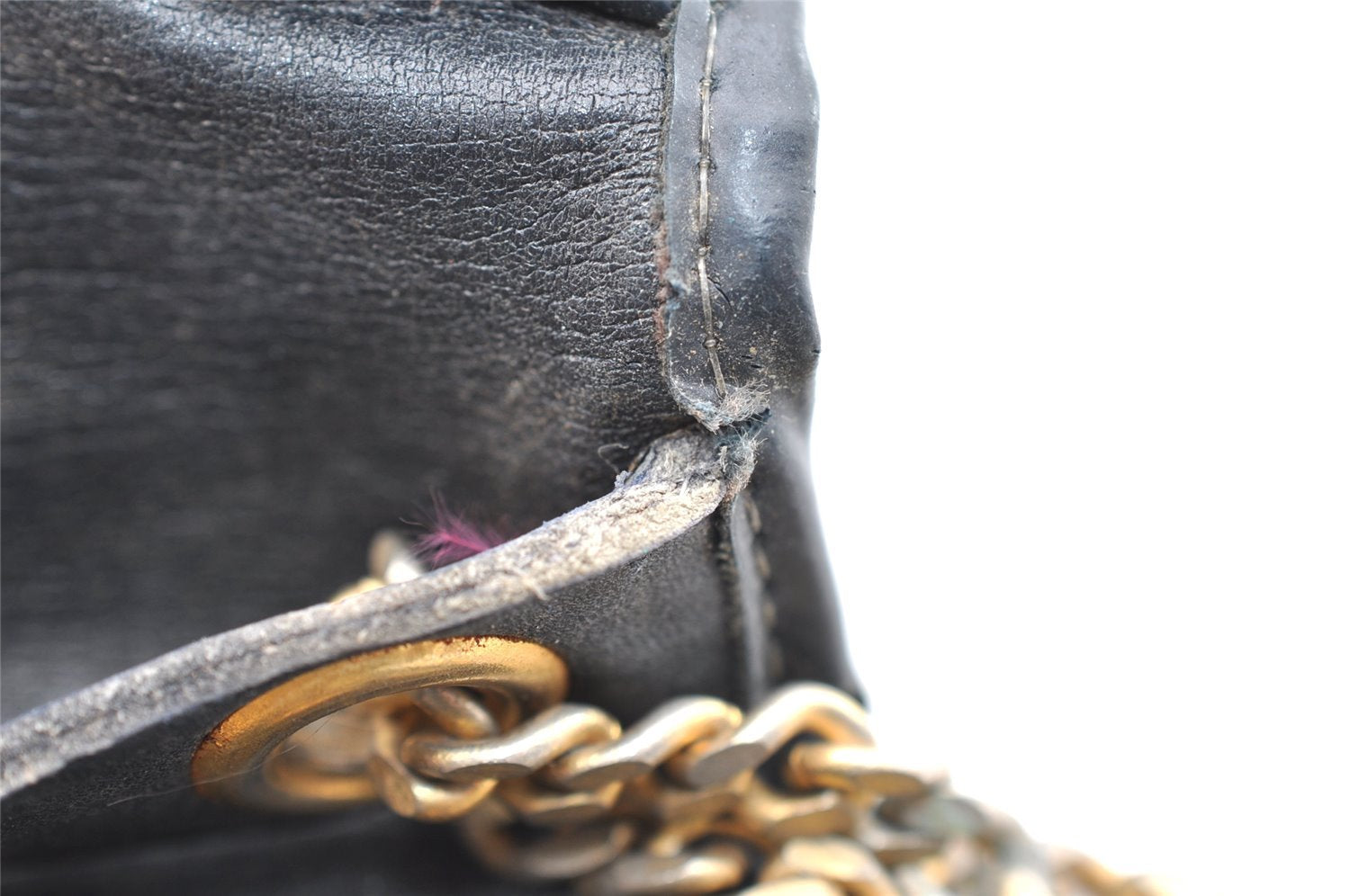 Authentic Christian Dior Trotter Chain Hand Bag Purse Canvas Leather Blue 6661I