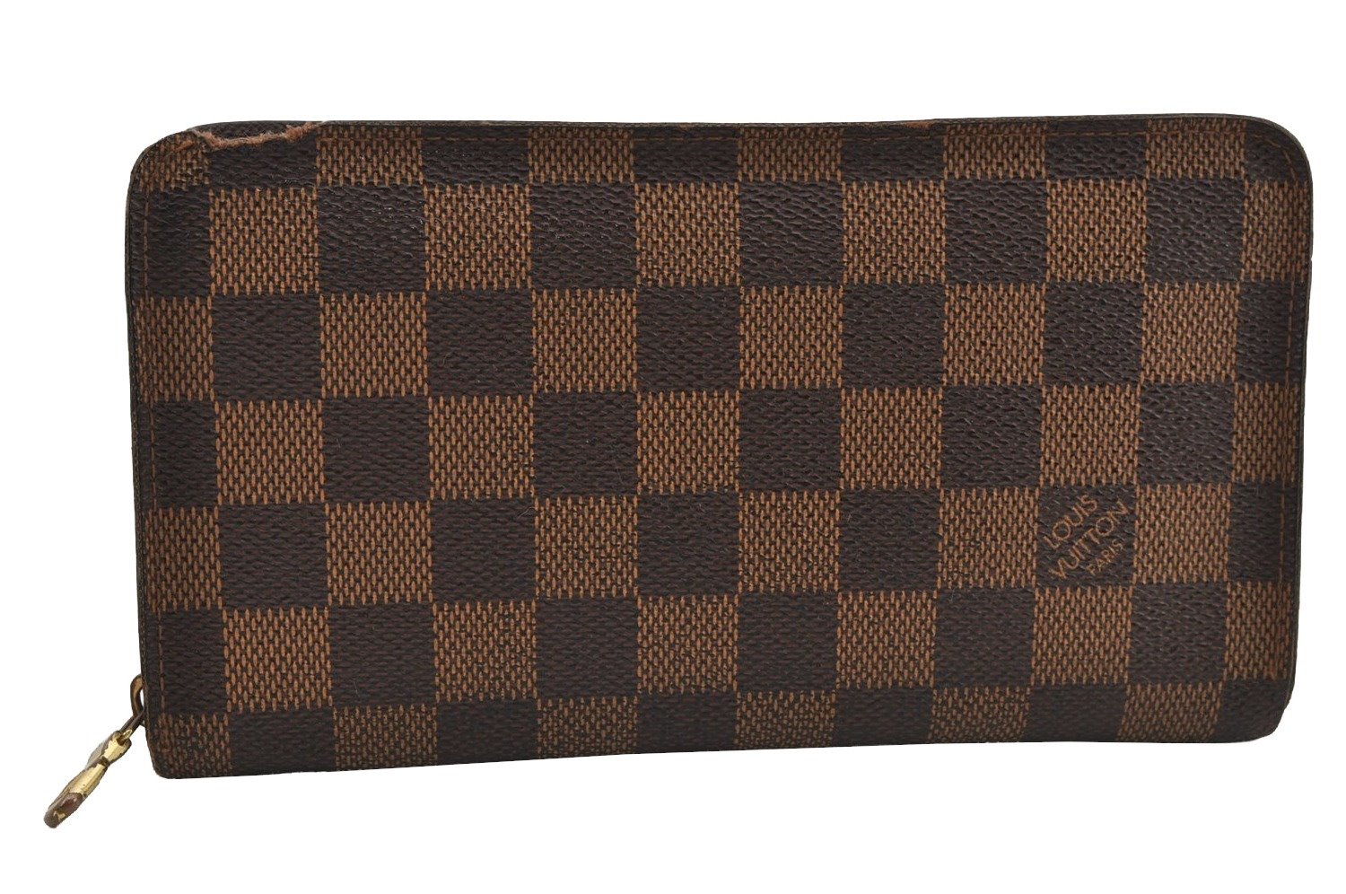 Authentic Louis Vuitton Damier Porte Monnaie Zip Purse Wallet N61728 LV 6661J