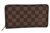 Authentic Louis Vuitton Damier Porte Monnaie Zip Purse Wallet N61728 LV 6661J