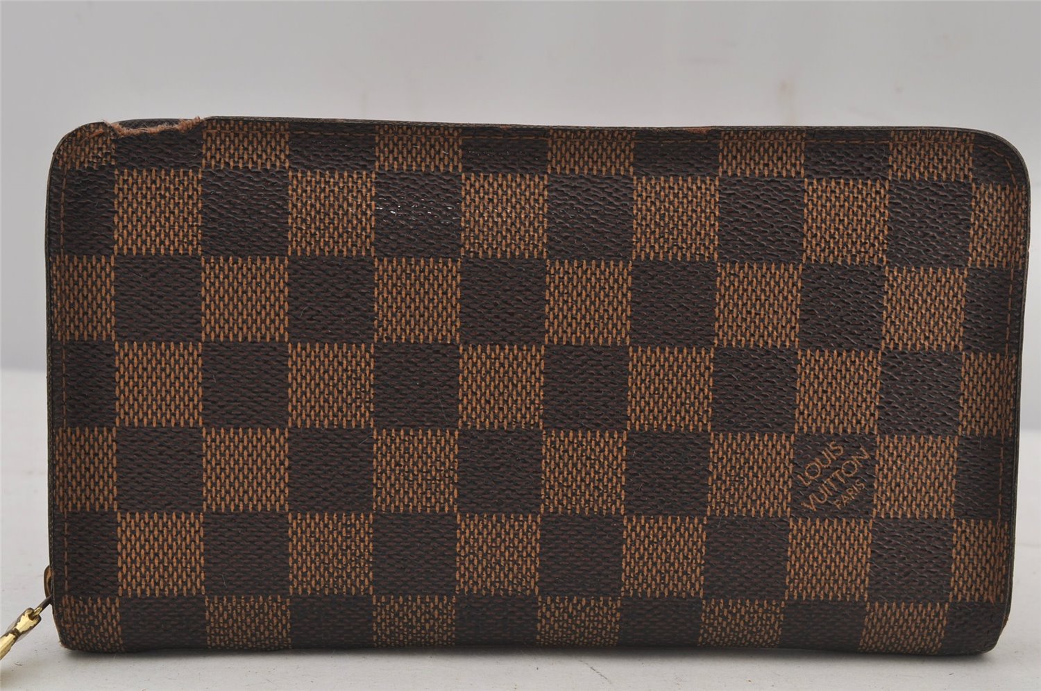 Authentic Louis Vuitton Damier Porte Monnaie Zip Purse Wallet N61728 LV 6661J
