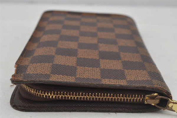 Authentic Louis Vuitton Damier Porte Monnaie Zip Purse Wallet N61728 LV 6661J