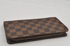 Authentic Louis Vuitton Damier Porte Monnaie Zip Purse Wallet N61728 LV 6661J