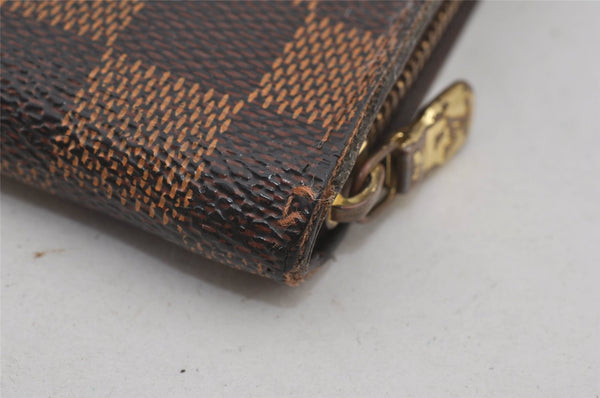 Authentic Louis Vuitton Damier Porte Monnaie Zip Purse Wallet N61728 LV 6661J