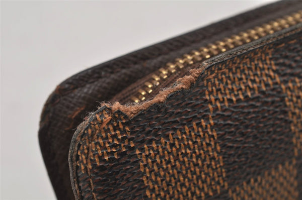 Authentic Louis Vuitton Damier Porte Monnaie Zip Purse Wallet N61728 LV 6661J