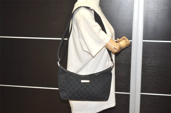 Authentic GUCCI Shoulder Cross Body Bag GG Canvas Leather 0190433 Black 6662I