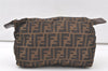 Authentic FENDI Vintage Zucca Pouch Purse Nylon Leather Brown 6662K